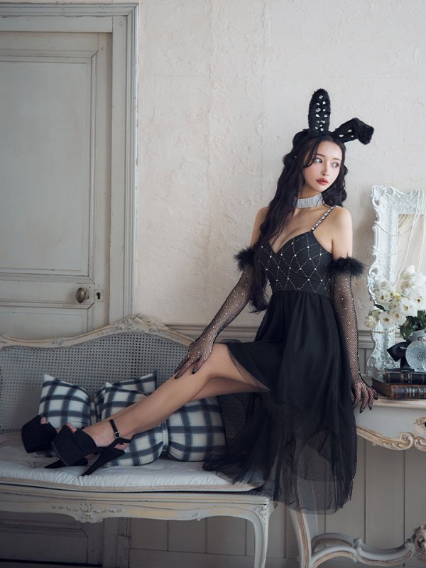 画像32: 【ハロウィン】 バニービジューフレアワンピース 【コスプレ5点セット】 【XS-Mサイズ/2カラー】[OF04] (32)