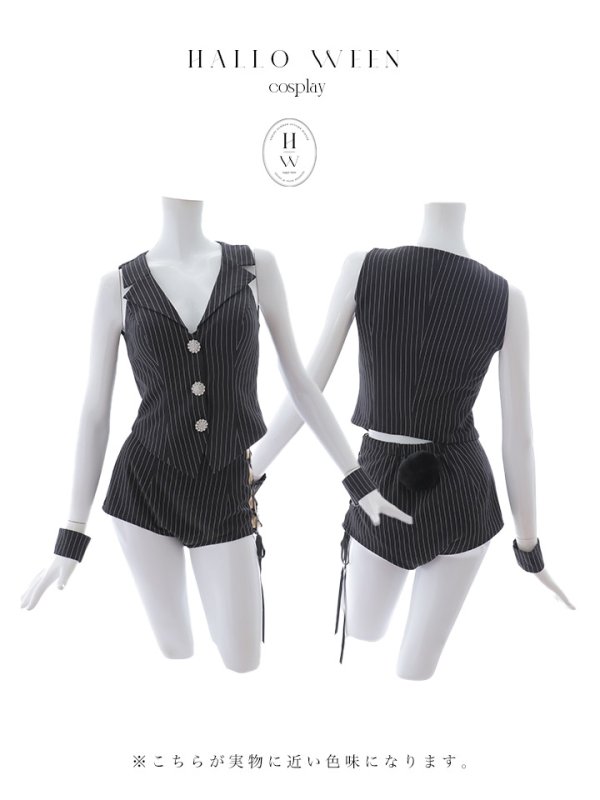 画像21: 【即日発送】【ハロウィン】 ストライプバニーセットアップ 【コスプレ6点セット】 【XS-Mサイズ/1カラー】[OF01] (21)