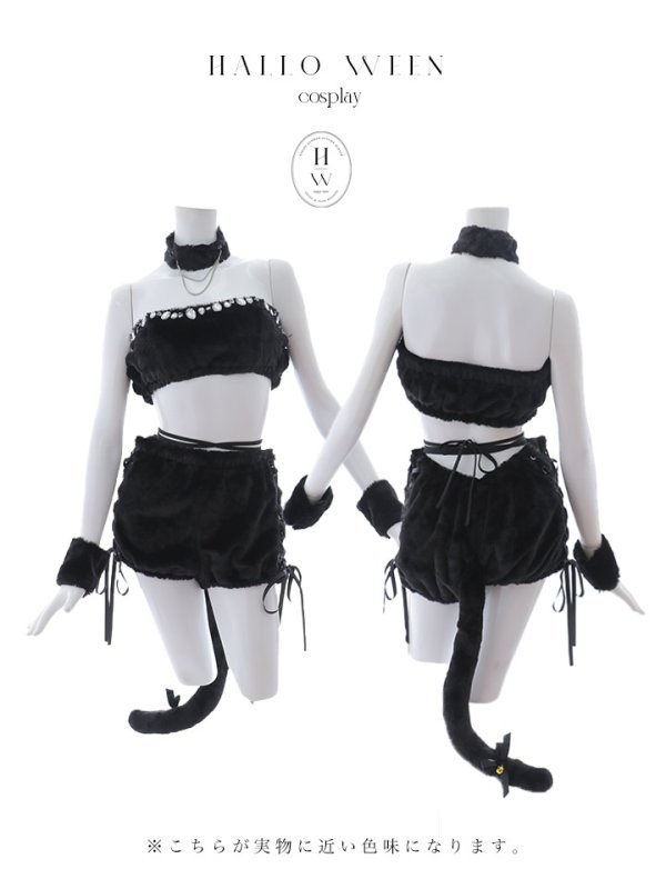 画像12: 【即日発送！】【ハロウィン】 もこもこキャットセットアップコスプレ 【コスプレ6点セット】 【Fサイズ/1カラー】[OF01] (12)