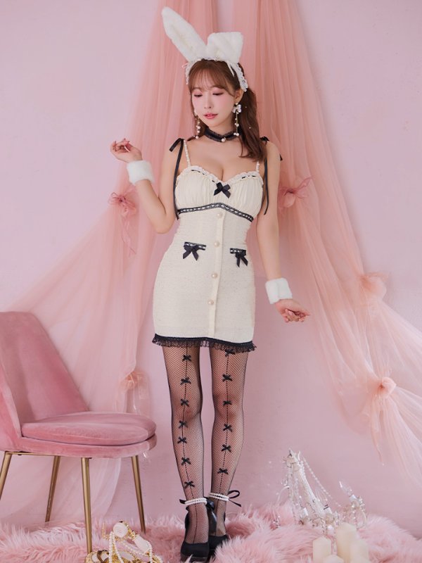 画像4: 【SALE!!】【即日発送！】【ハロウィン】 バニーバイカラーリボンワンピース 【コスプレ6点セット】【XS-Mサイズ/1カラー】[OF04] (4)