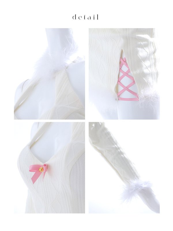 画像18: 【SALE!!】【即日発送！】【ハロウィン】白猫アメスリニットワンピース 【コスプレ3点セット】【XS-Lサイズ/1カラー】[OF01] (18)