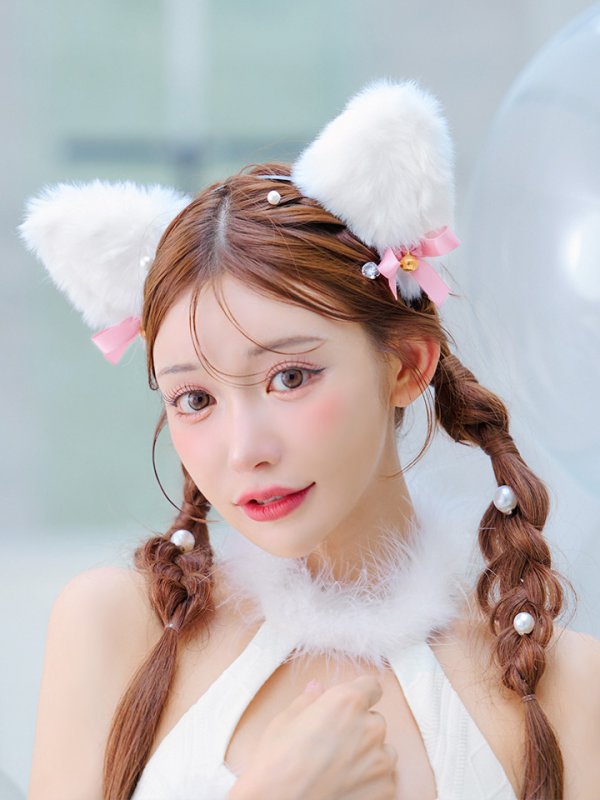 画像13: 【SALE!!】【即日発送！】【ハロウィン】白猫アメスリニットワンピース 【コスプレ3点セット】【XS-Lサイズ/1カラー】[OF01] (13)