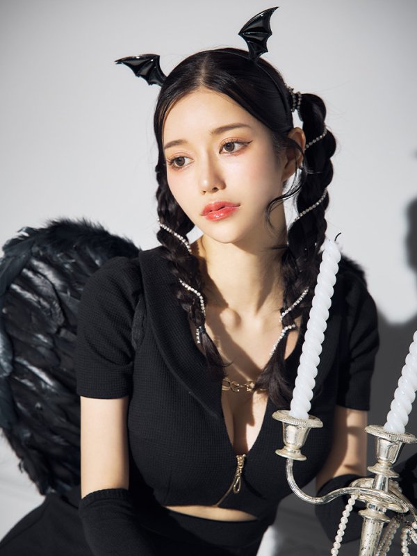 画像18: 【SALE!!】【即日発送！】【ハロウィン】アームカバー付きデビルミニワンピ 【コスプレ5点セット】【XS-Lサイズ/1カラー】[OF04-H] (18)