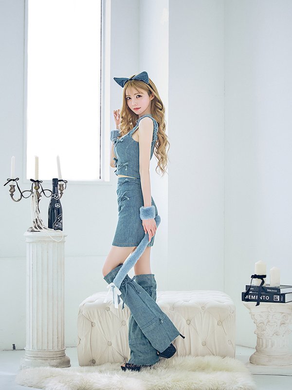 画像10: 【即日発送！】【ハロウィン】 キャットデニムセットアップ 【コスプレ6点セット】 【XS-Lサイズ/1カラー】[YMT] (10)