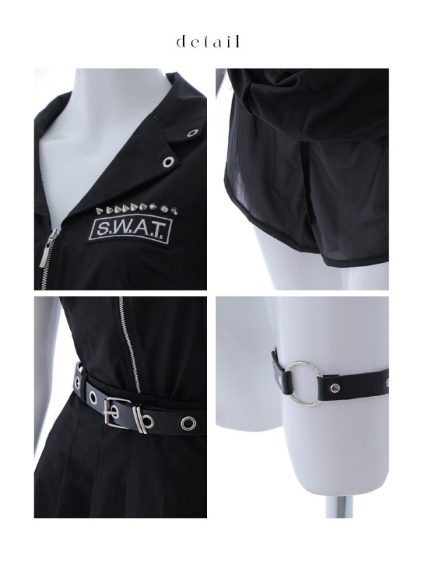 画像17: 【SALE!!】【即日発送！】【ハロウィン】SWATガールセットアップ 【コスプレ8点セット】 【XS-Lサイズ/1カラー】[OF04] (17)