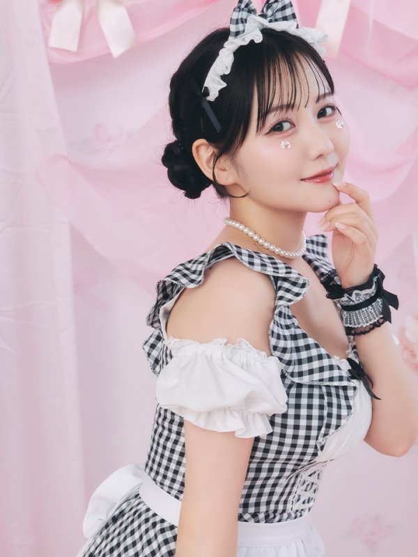 画像8: 【SALE!!】【即日発送！】【ハロウィン】ギンガムチェックメイドワンピース 【コスプレ5点セット】[OF04] (8)