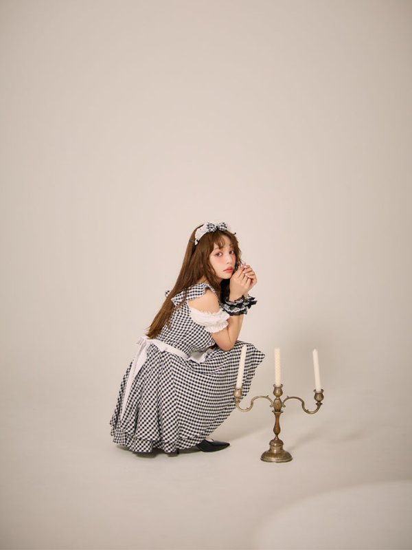 画像15: 【SALE!!】【即日発送！】【ハロウィン】ギンガムチェックメイドワンピース 【コスプレ5点セット】[HC03] (15)