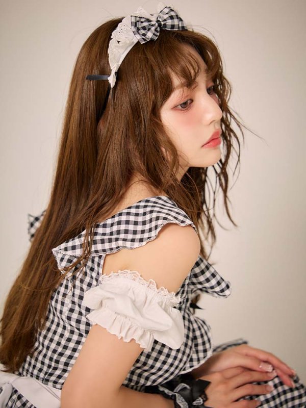 画像3: 【SALE!!】【即日発送！】【ハロウィン】ギンガムチェックメイドワンピース 【コスプレ5点セット】[HC03] (3)