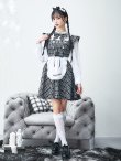 画像4: 【即日発送！】【ハロウィン】ブラックチェックメイドワンピース 【コスプレ5点セット】[YMT] (4)