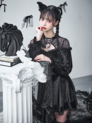 即日発送！】【ハロウィン】 黒猫シアーレースワンピース