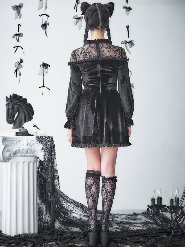 画像19: 【SALE!!】【即日発送！】【ハロウィン】ブラックキャットベロアワンピース 【コスプレ3点セット】[OF04] (19)