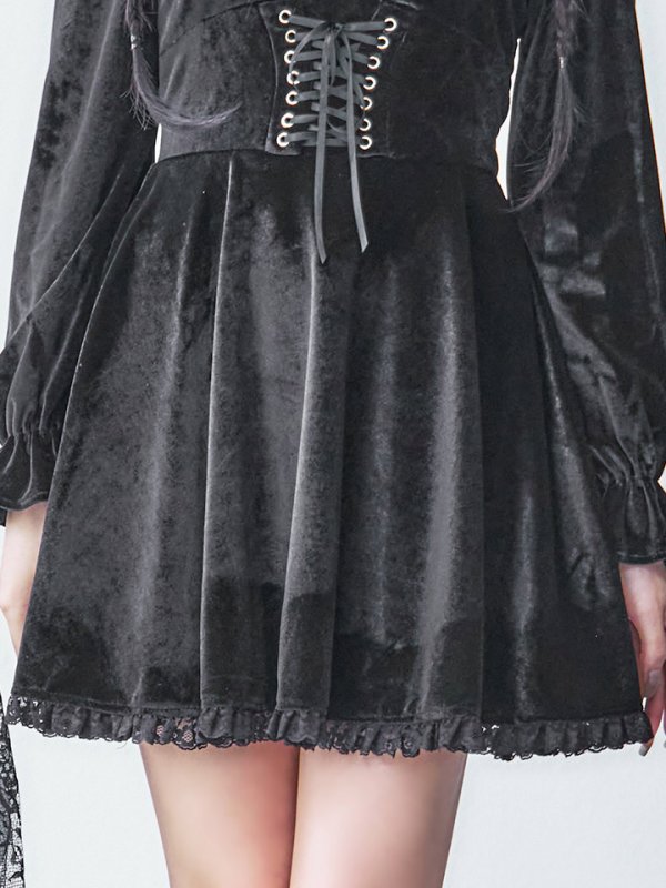 画像21: 【SALE!!】【即日発送！】【ハロウィン】ブラックキャットベロアワンピース 【コスプレ3点セット】[OF04] (21)