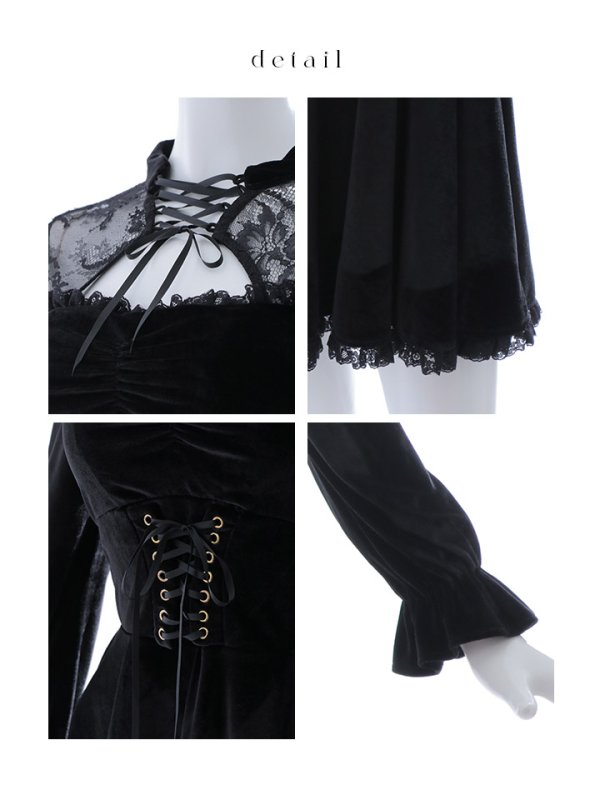 画像24: 【SALE!!】【即日発送！】【ハロウィン】ブラックキャットベロアワンピース 【コスプレ3点セット】[OF04] (24)