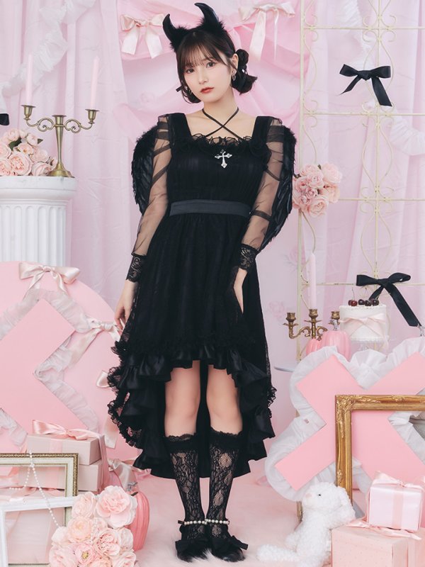 画像5: 【即日発送！】【ハロウィン】ショートインロングデビルワンピース 【コスプレ4点セット】[HC03-H] (5)