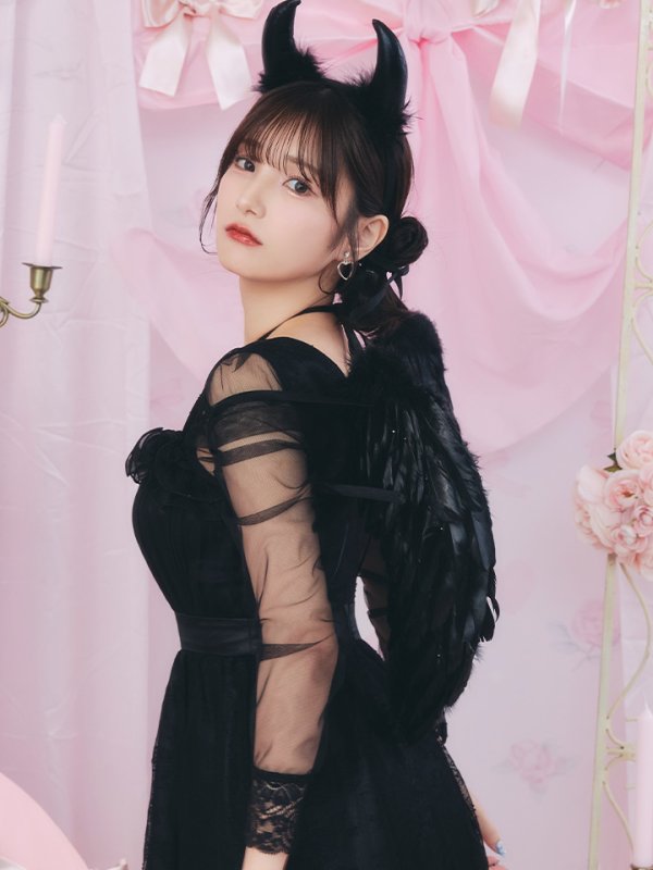 画像6: 【即日発送！】【ハロウィン】ショートインロングデビルワンピース 【コスプレ4点セット】[HC03-H] (6)