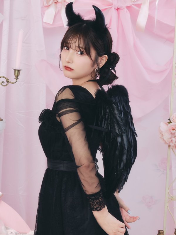 画像7: 【即日発送！】【ハロウィン】ショートインロングデビルワンピース 【コスプレ4点セット】[HC03-H] (7)