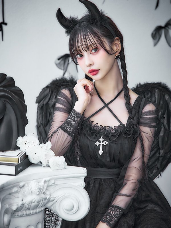 画像6: 【即日発送！】【ハロウィン】ショートインロングデビルワンピース 【コスプレ4点セット】[OF04-H] (6)