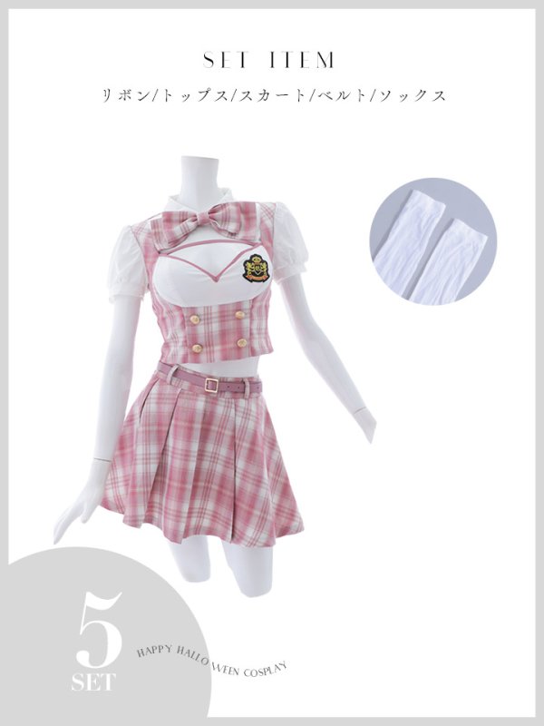 画像42: 【即日発送！】【ハロウィン】アイドルスクールガールセットアップ 【コスプレ5点セット】[YMT] (42)