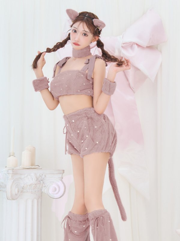 画像12: 【即日発送】【ハロウィン】 もこもこキャットリボンセットアップ 【コスプレ6点セット】 【Fサイズ/3カラー】[OF01] (12)