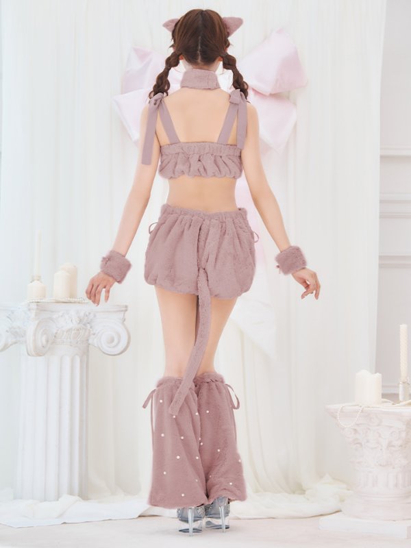 画像15: 【即日発送】【ハロウィン】 もこもこキャットリボンセットアップ 【コスプレ6点セット】 【Fサイズ/3カラー】[OF01] (15)