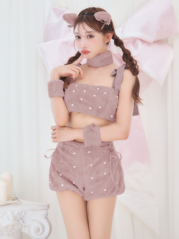 画像3: 【即日発送】【ハロウィン】 もこもこキャットリボンセットアップ 【コスプレ6点セット】 【Fサイズ/3カラー】[OF01] (3)