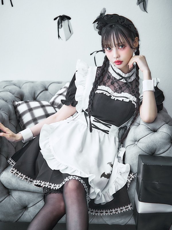 画像8: 【即日発送！】【ハロウィン】クラシックメイドワンピース 【コスプレ5点セット】[HC03] (8)