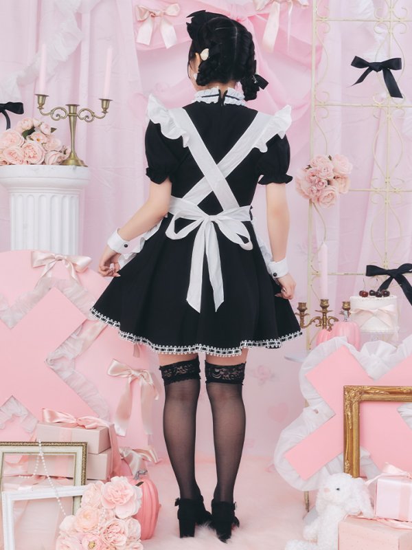画像8: 【即日発送！】【ハロウィン】クラシックメイドワンピース 【コスプレ5点セット】[OF01] (8)