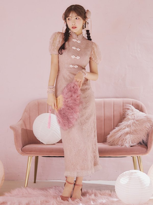 画像3: 【SALE!!】【ハロウィン】チャイナレースタイトワンピース 【コスプレ3点セット】 【S-Lサイズ/2カラー】(SE01YN)[OF01] (3)