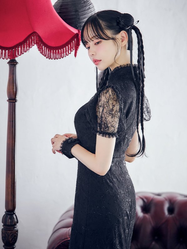 画像5: 【SALE!!】【ハロウィン】チャイナレースタイトワンピース 【コスプレ3点セット】 【S-Lサイズ/2カラー】(SE01YN)[OF01] (5)