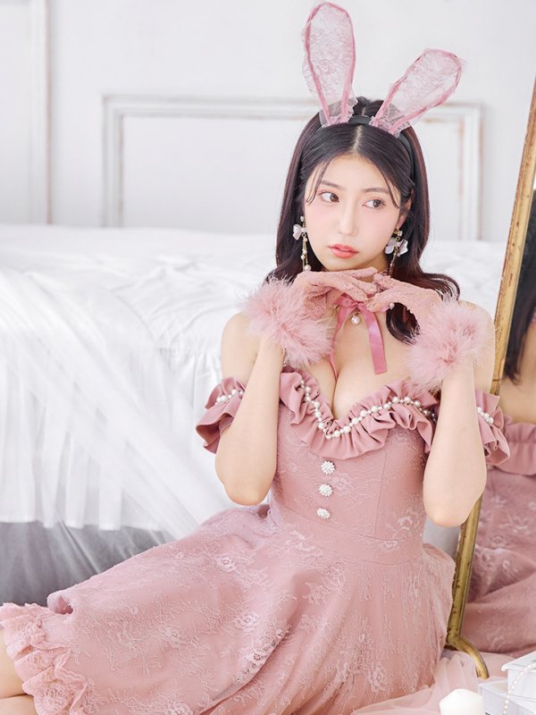 画像10: 【SALE!!】【即日発送！】【ハロウィン】 バニーショートインロングワンピース 【コスプレ5点セット】【XS-XLサイズ/2カラー】[OF04] (10)