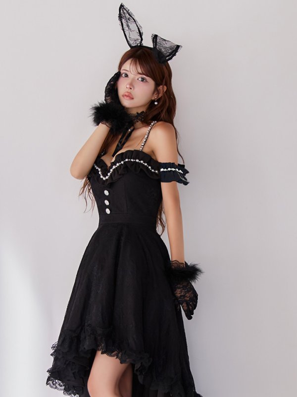 画像37: 【SALE!!】【即日発送！】【ハロウィン】 バニーショートインロングワンピース 【コスプレ5点セット】【XS-XLサイズ/2カラー】[HC03] (37)