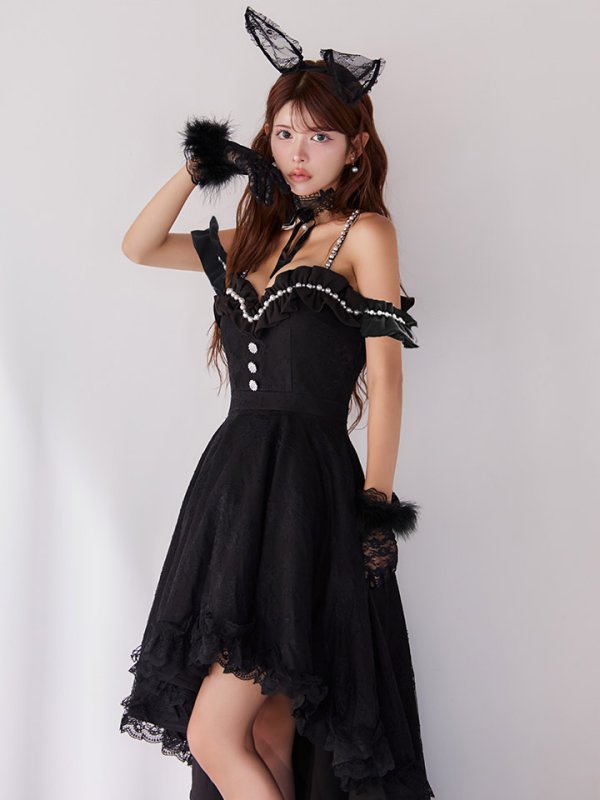 画像21: 【SALE!!】【即日発送！】【ハロウィン】 バニーショートインロングワンピース 【コスプレ5点セット】【XS-XLサイズ/2カラー】[HC03] (21)