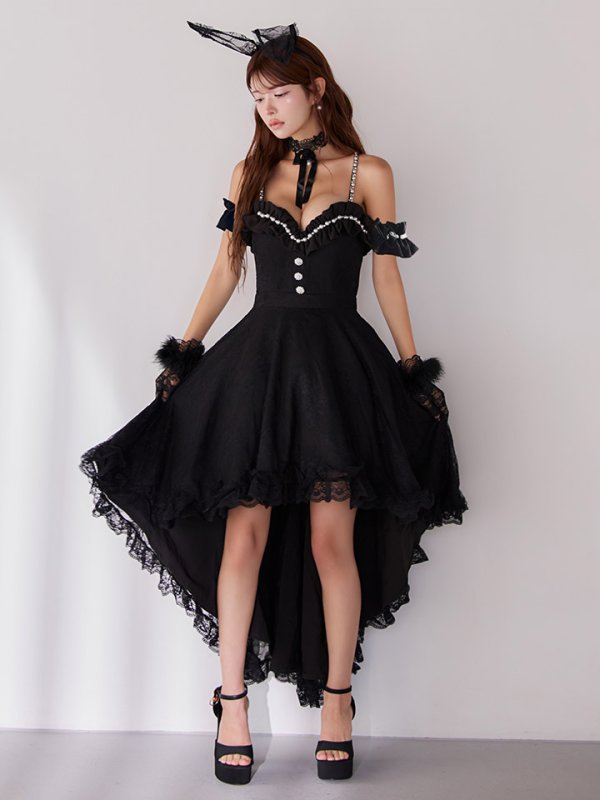 画像25: 【SALE!!】【即日発送！】【ハロウィン】 バニーショートインロングワンピース 【コスプレ5点セット】【XS-XLサイズ/2カラー】[HC03] (25)