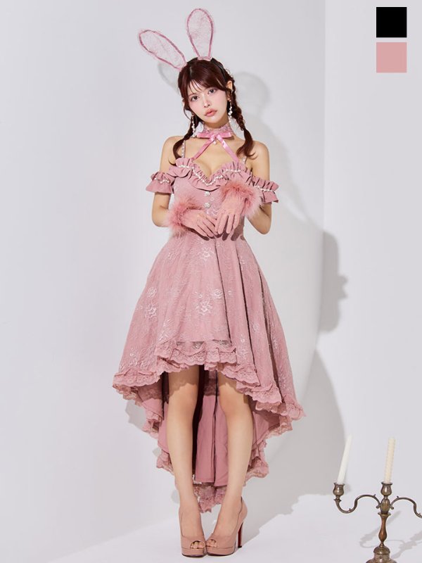 画像3: 【SALE!!】【即日発送！】【ハロウィン】 バニーショートインロングワンピース 【コスプレ5点セット】【XS-XLサイズ/2カラー】[HC03] (3)