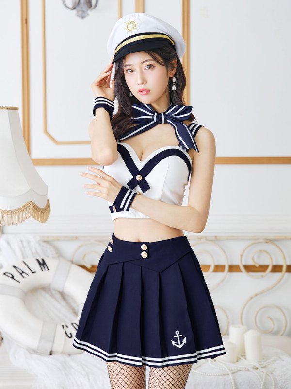 画像2: 【SALE!!】【即日発送！】【ハロウィン】マリン/水兵セットアップ 【コスプレ6点セット】【XS-Lサイズ/1カラー】[OF04] (2)