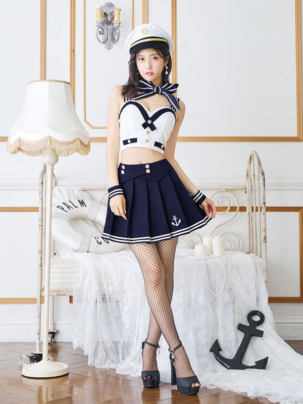 画像3: 【SALE!!】【即日発送！】【ハロウィン】マリン/水兵セットアップ 【コスプレ6点セット】【XS-Lサイズ/1カラー】[OF04] (3)