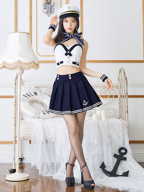 画像4: 【SALE!!】【即日発送！】【ハロウィン】マリン/水兵セットアップ 【コスプレ6点セット】【XS-Lサイズ/1カラー】[OF04] (4)