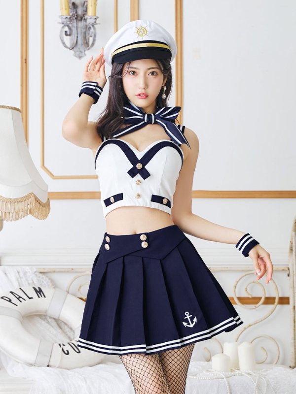 画像8: 【SALE!!】【即日発送！】【ハロウィン】マリン/水兵セットアップ 【コスプレ6点セット】【XS-Lサイズ/1カラー】[OF04] (8)