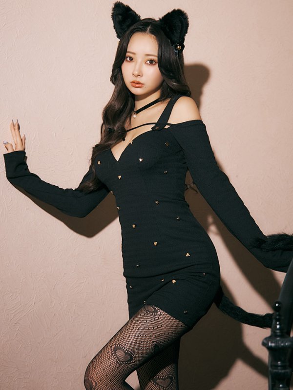 画像3: 【即日発送！】【ハロウィン】 黒猫ワンピース 【コスプレ4点セット】 【XS-XLサイズ/２カラー】[OF04] (3)