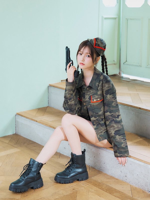画像11: 【SALE!!】【ハロウィン】アーミーガールセットアップ 【コスプレ6点セット】 【XS-Lサイズ/1カラー】[OF01] (11)