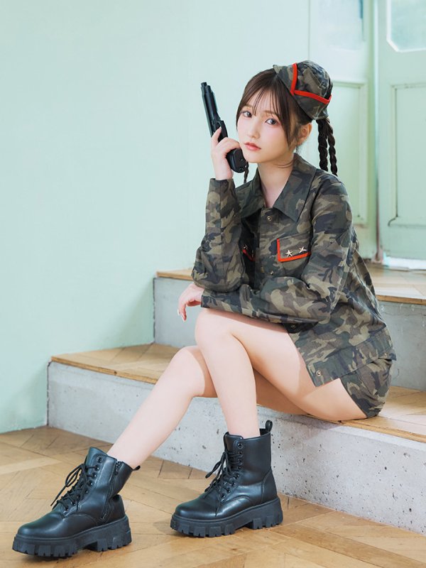 画像2: 【SALE!!】【ハロウィン】アーミーガールセットアップ 【コスプレ6点セット】 【XS-Lサイズ/1カラー】[OF01] (2)