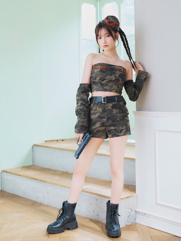 画像6: 【SALE!!】【ハロウィン】アーミーガールセットアップ 【コスプレ6点セット】 【XS-Lサイズ/1カラー】[OF01] (6)
