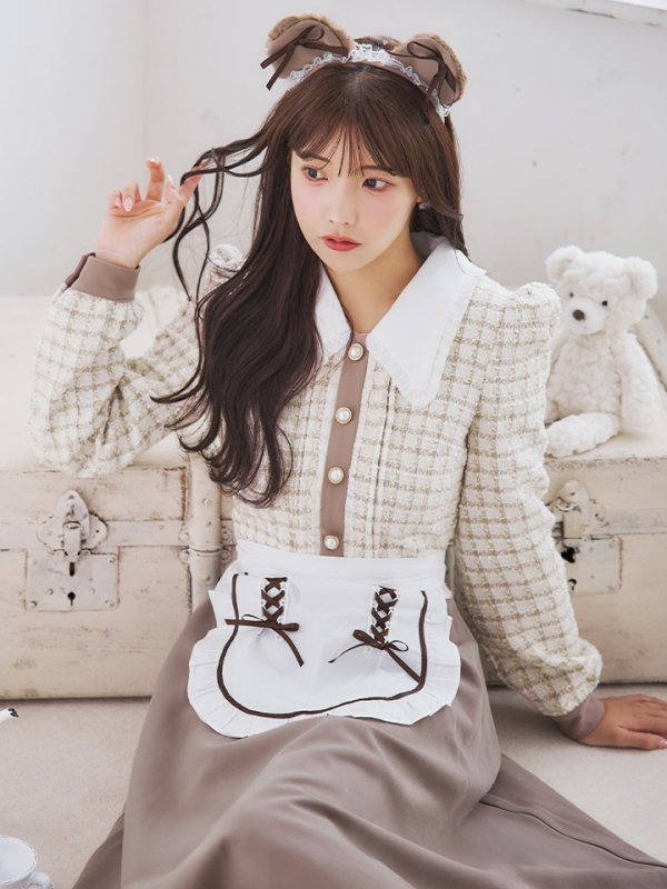 画像2: 【SALE!!】【即日発送！】【ハロウィン】ベアメイドワンピース 【コスプレ4点セット】 【S-XLサイズ/1カラー】[OF01] (2)