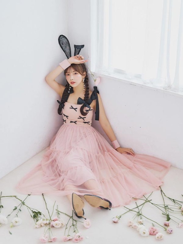 画像12: 【即日発送！】【ハロウィン】バニーリボンチュールワンピース 【コスプレ4点セット】 【S-Lサイズ/1カラー】[YMT] (12)