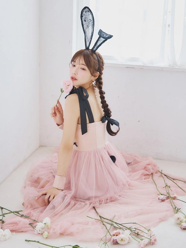 画像16: 【即日発送！】【ハロウィン】バニーリボンチュールワンピース 【コスプレ4点セット】 【S-Lサイズ/1カラー】[YMT] (16)