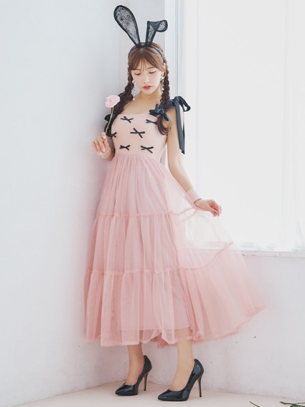 画像4: 【即日発送！】【ハロウィン】バニーリボンチュールワンピース 【コスプレ4点セット】 【S-Lサイズ/1カラー】[YMT] (4)