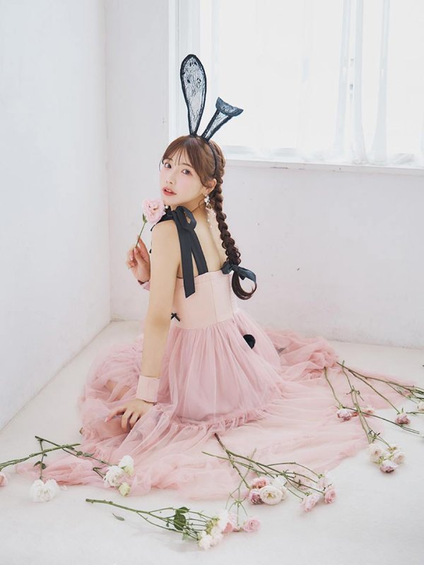 画像6: 【即日発送！】【ハロウィン】バニーリボンチュールワンピース 【コスプレ4点セット】 【S-Lサイズ/1カラー】[YMT] (6)