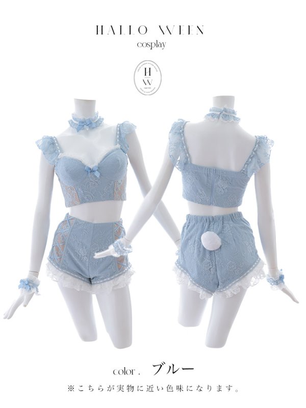 画像38: 【SALE!!】【即日発送！】【ハロウィン】 総レースバニーフリルセットアップ【コスプレ7点セット】【XS-Lサイズ/3カラー】[OF04] (38)