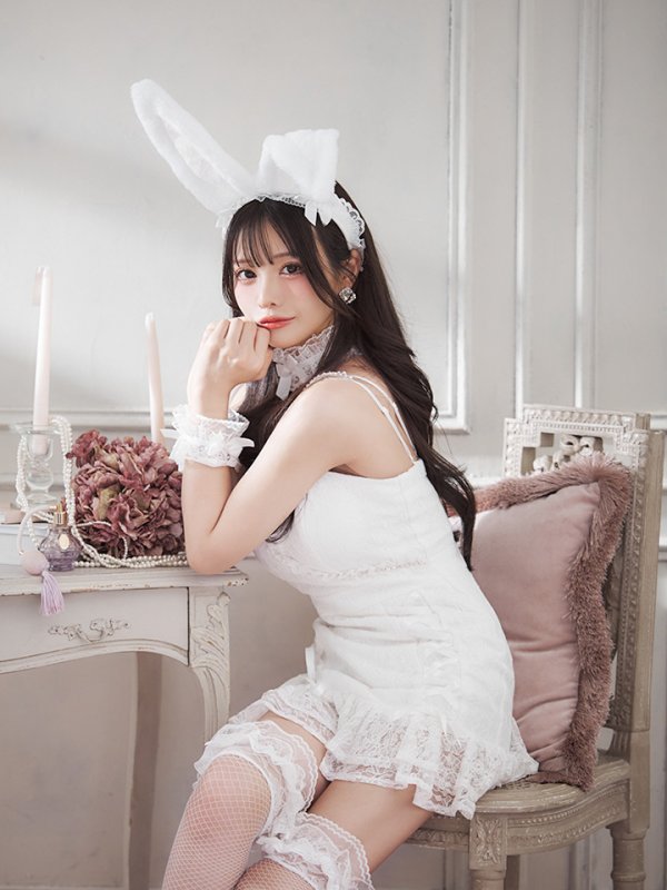 画像2: 【SALE!!】【即日発送！】【ハロウィン】 総レースバニーミニマーメイドワンピ【コスプレ6点セット】【XS-Lサイズ/3カラー】[OF04] (2)