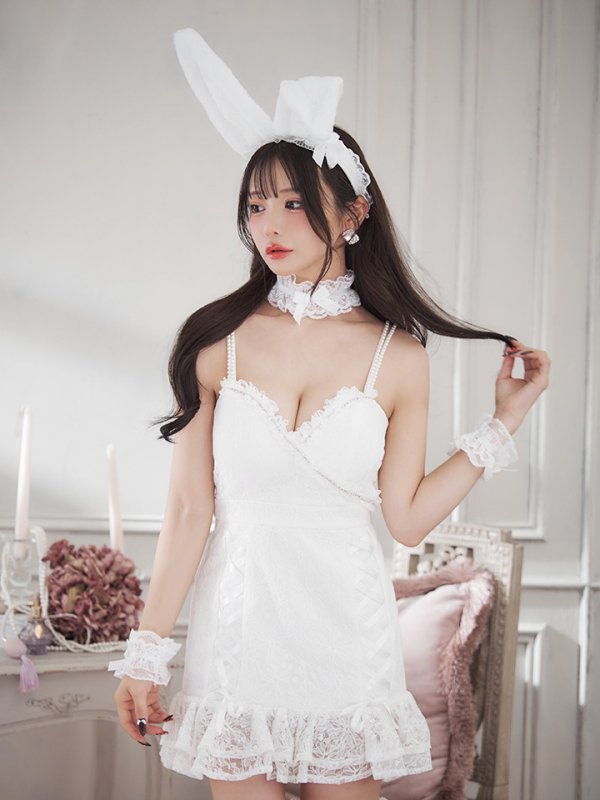 画像9: 【SALE!!】【即日発送！】【ハロウィン】 総レースバニーミニマーメイドワンピ【コスプレ6点セット】【XS-Lサイズ/3カラー】[OF04] (9)